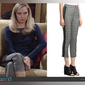 Joie- Kenadia Gray Plaid Cropped Side Stripe Pants